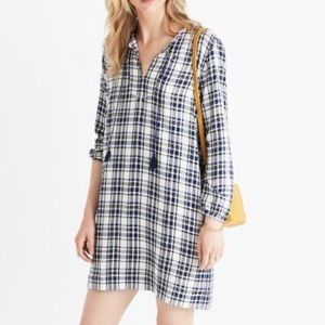 Madewell Plaid Tunic Dress with Tie Detail